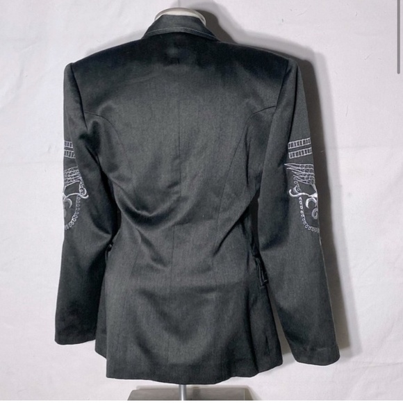 Adina Grey Green Embroidered Blazer M - Picture 3 of 14